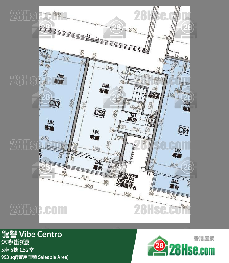 龍譽 5座 5樓 C52室 平面圖