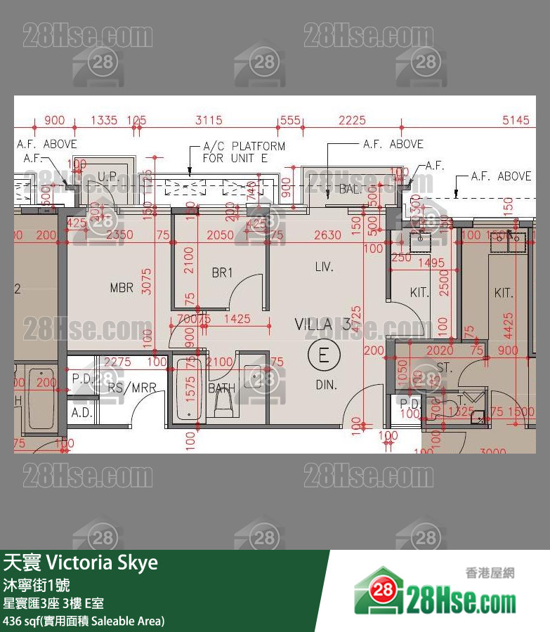 天寰 星寰匯3座3樓 E室 平面圖