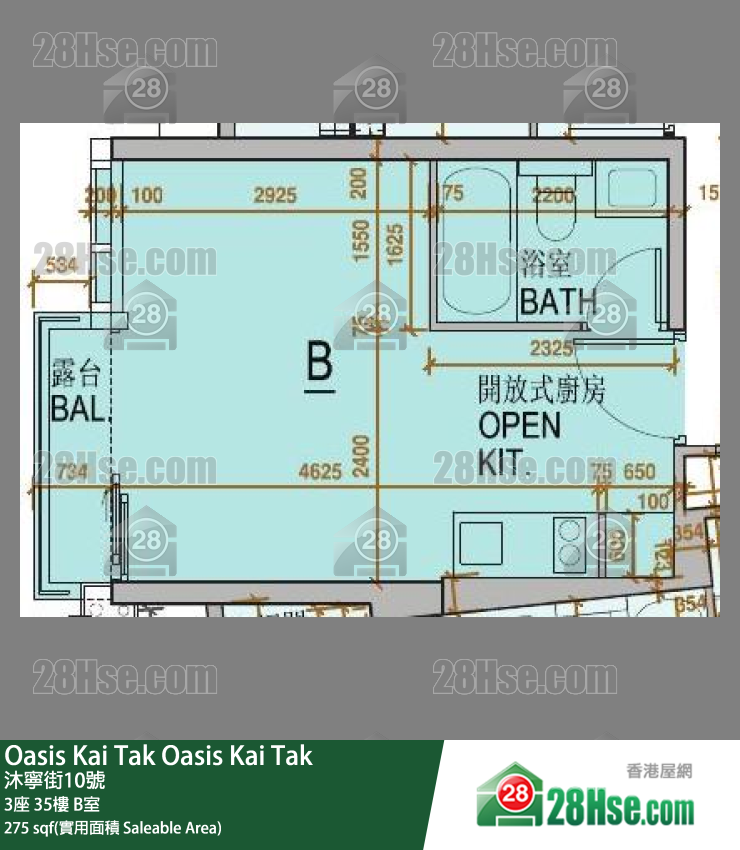 Oasis Kai Tak 3座35楼 B室 平面图