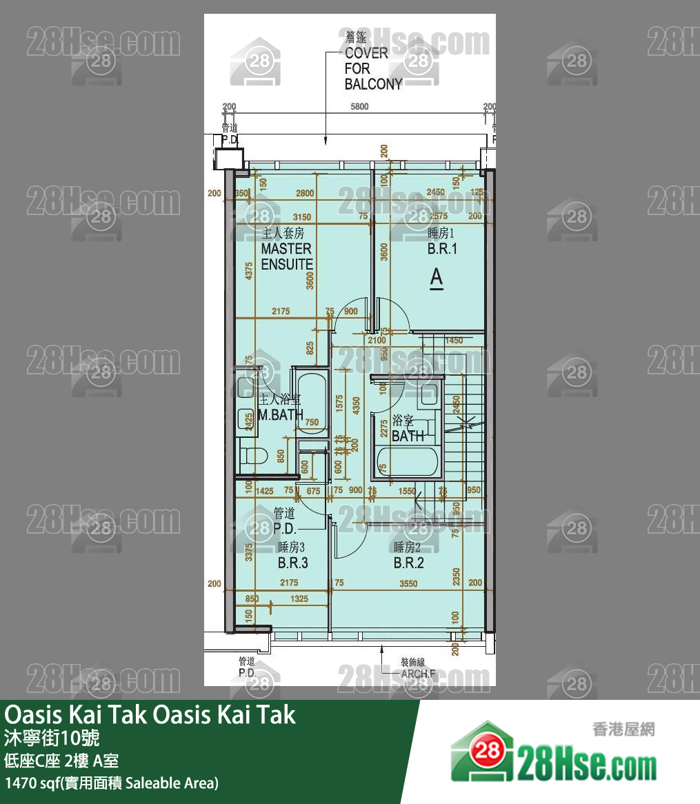Oasis Kai Tak 低座C座 2楼 A室 平面图