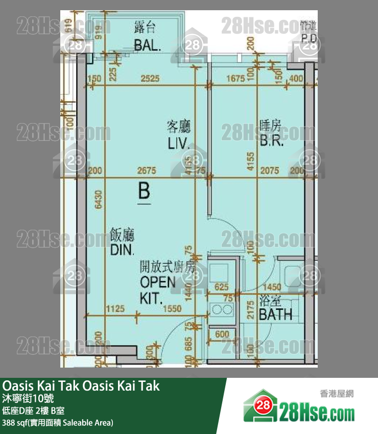 Oasis Kai Tak 低座D座 2楼 B室 平面图