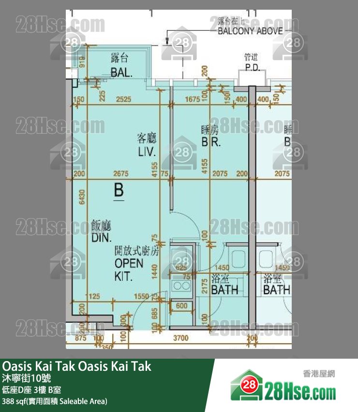 Oasis Kai Tak 低座D座 3楼 B室 平面图