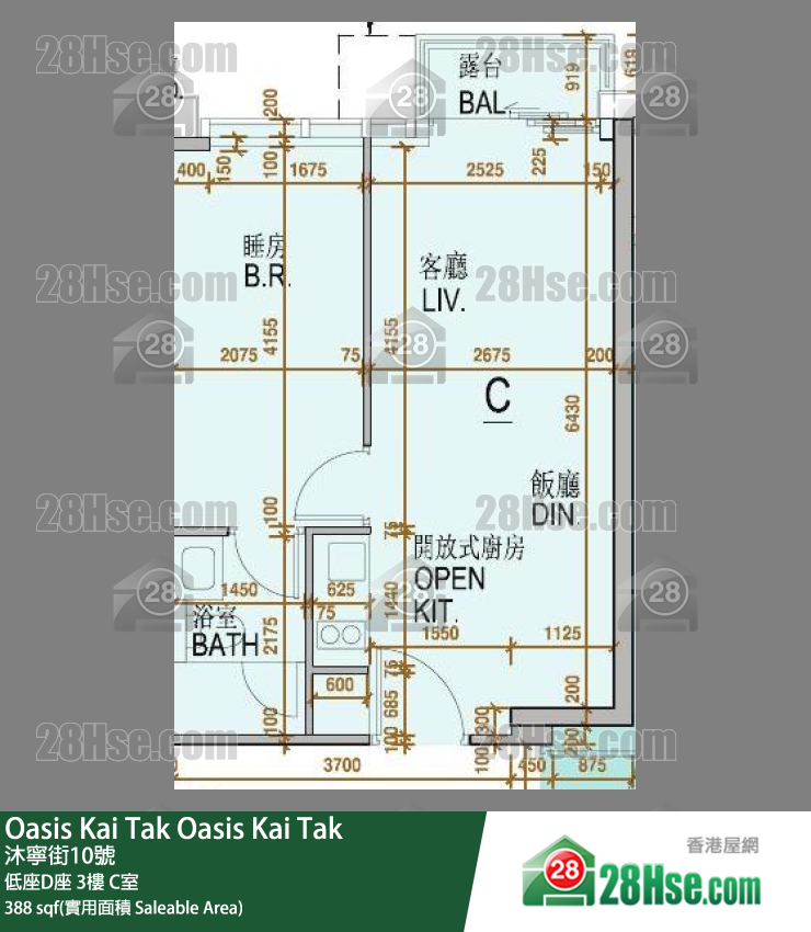 Oasis Kai Tak 低座D座 3楼 C室 平面图