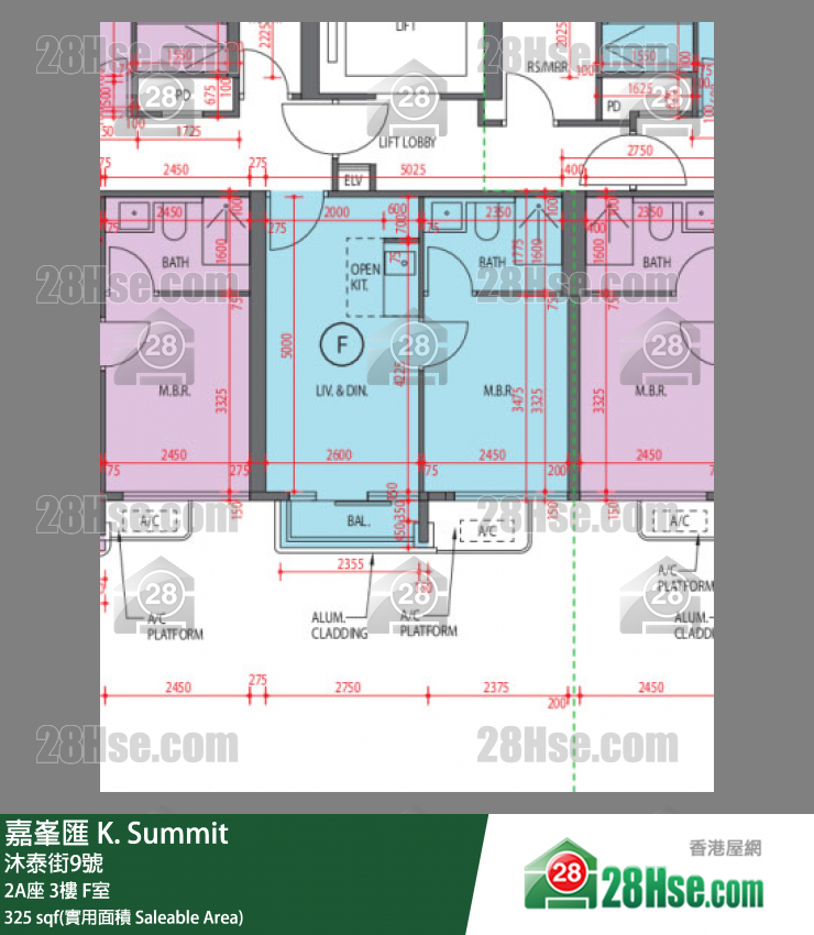 嘉峯匯 大廈 2A座 3樓 F室 平面圖