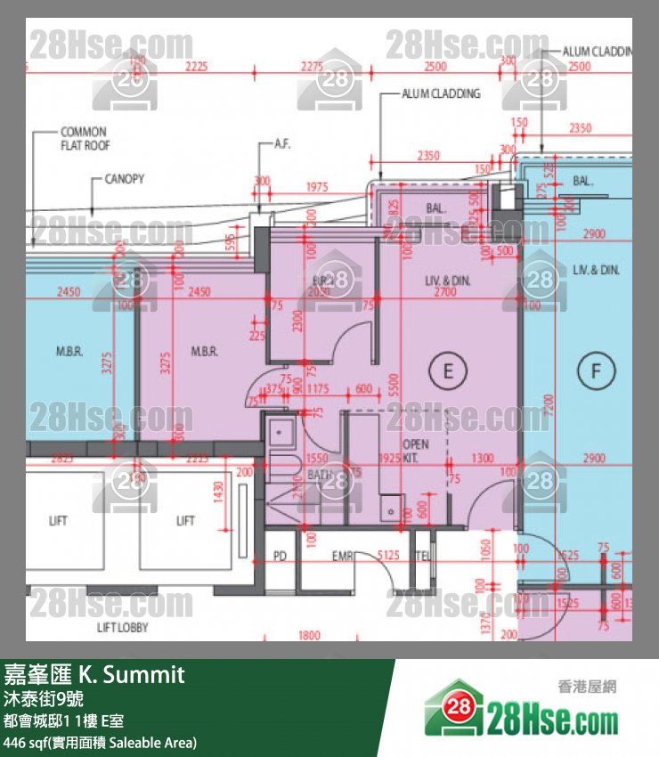 嘉峯匯 大廈 都會城邸1 1樓 E室 平面圖