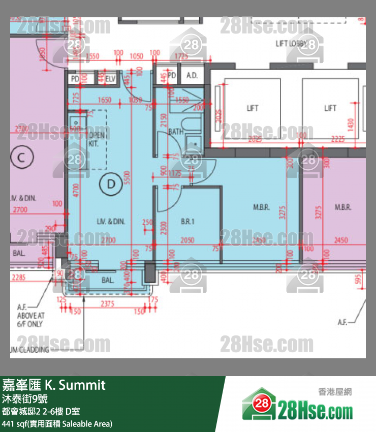 嘉峯汇 大厦 都会城邸2 5楼 D室 平面图