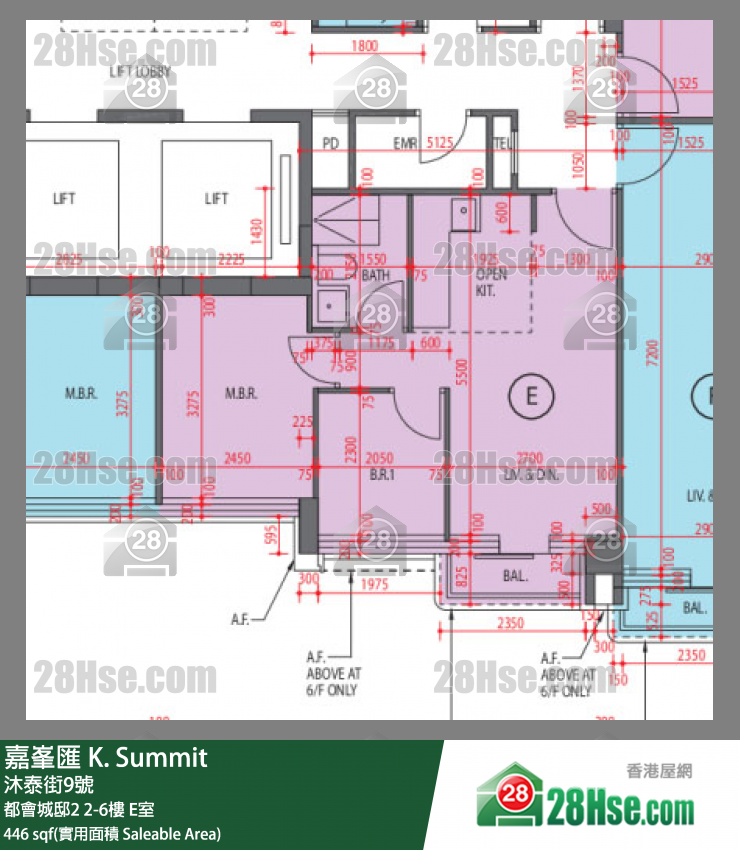 嘉峯匯 大廈 都會城邸2 5樓 E室 平面圖