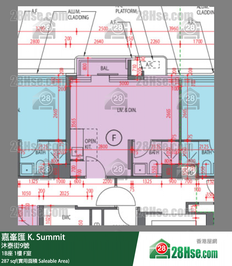 嘉峯匯 大廈 1B座 1樓 F室 平面圖