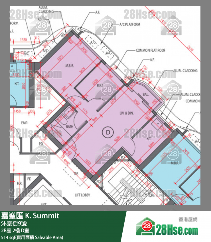 嘉峯匯 大廈 2B座 2樓 D室 平面圖
