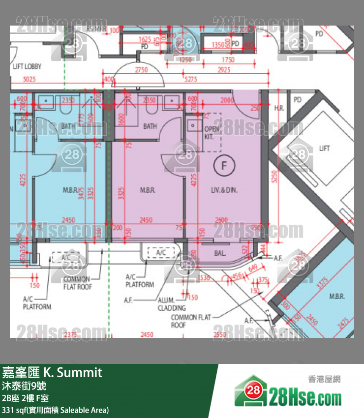 嘉峯匯 大廈 2B座 2樓 F室 平面圖