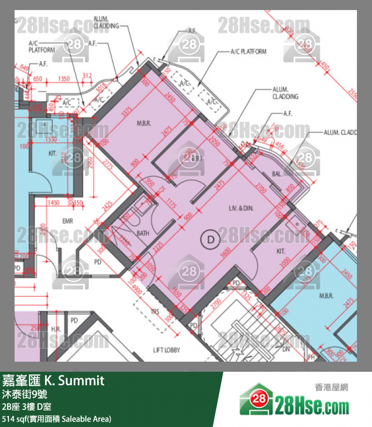 嘉峯匯 大廈 2B座 3樓 D室 平面圖