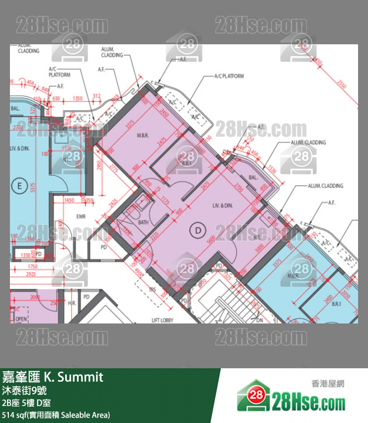 嘉峯匯 大廈 2B座 5樓 D室 平面圖