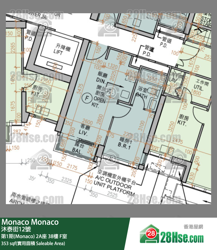 Monaco 第1期(Monaco) 2A座 38楼 F室 平面图