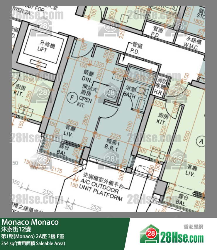 Monaco 第1期(Monaco) 2A座 3楼 F室 平面图