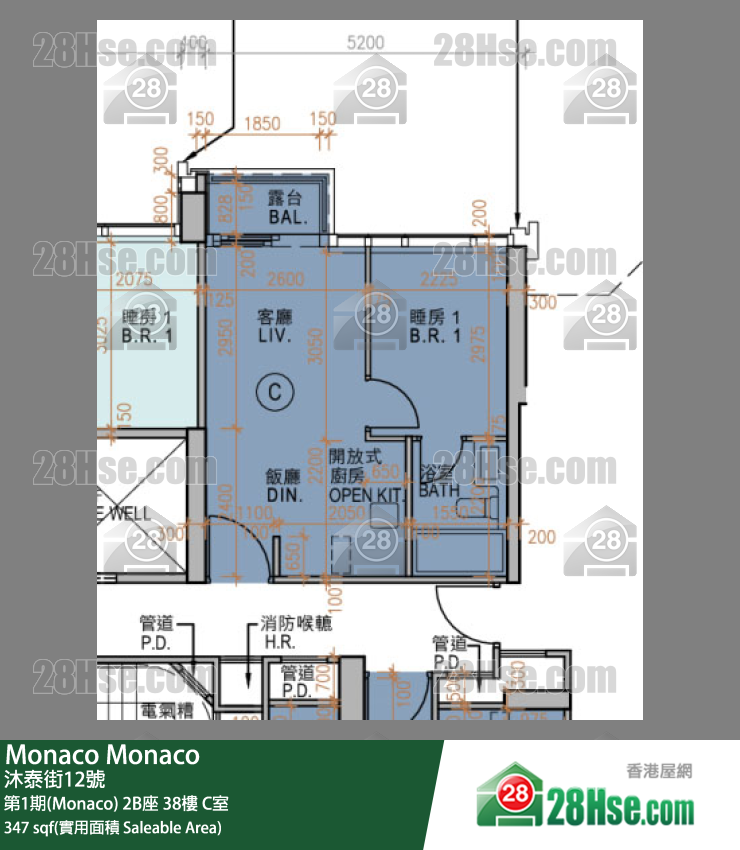 Monaco 第1期(Monaco) 2B座 38楼 C室 平面图