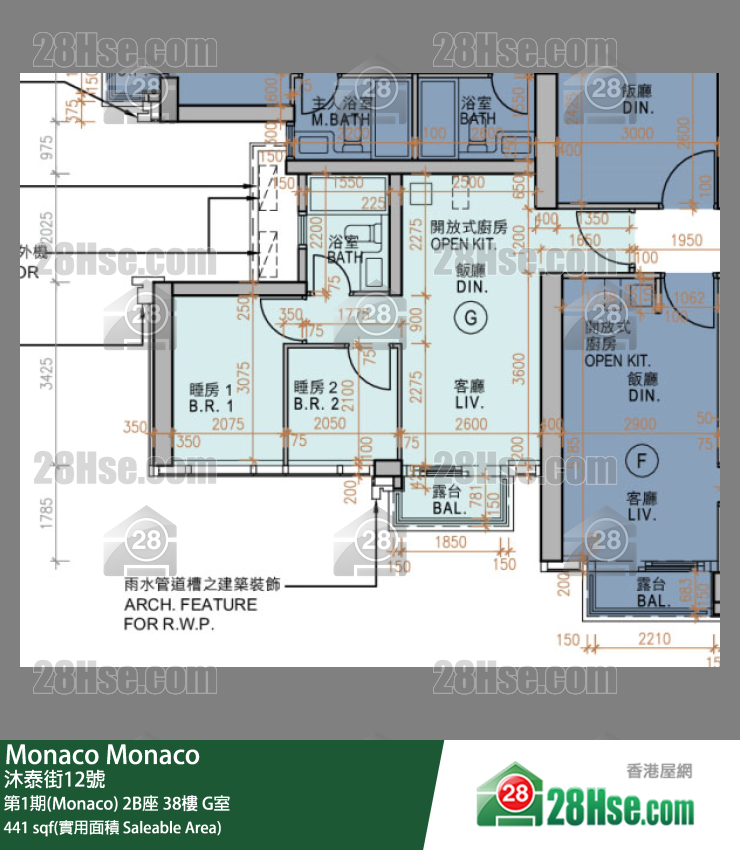 Monaco 第1期(Monaco) 2B座 38楼 G室 平面图