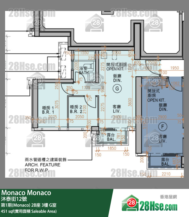 Monaco 第1期(Monaco) 2B座 3楼 G室 平面图