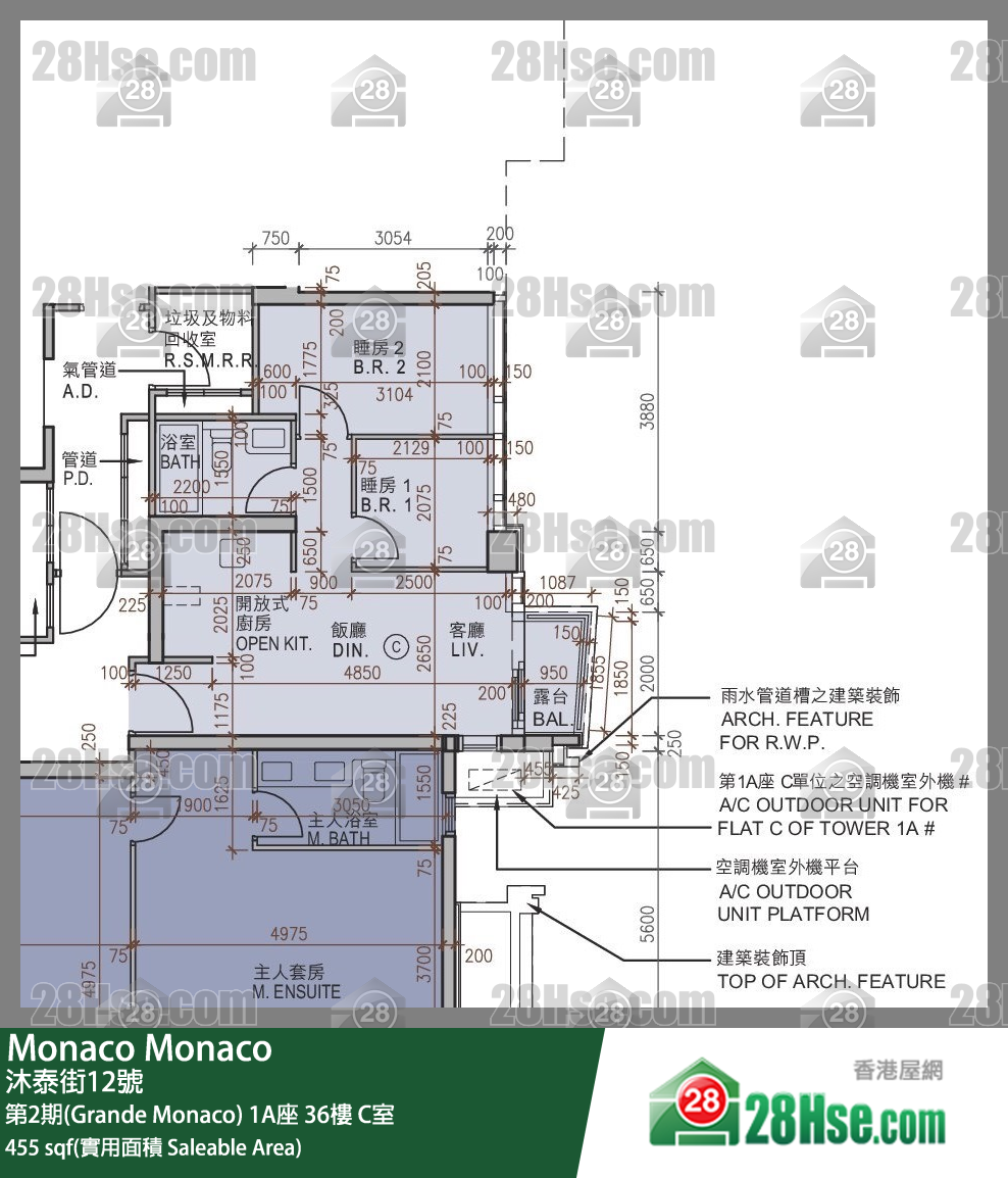 Monaco 第2期(Grande Monaco) 1A座 36楼 C室 平面图