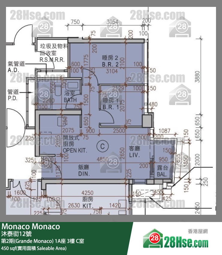 Monaco 第2期(Grande Monaco) 1A座 3楼 C室 平面图