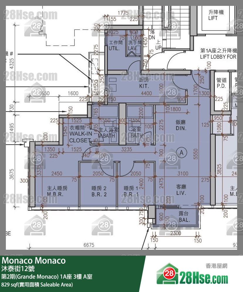 Monaco 第2期(Grande Monaco) 1A座 3楼 A室 平面图