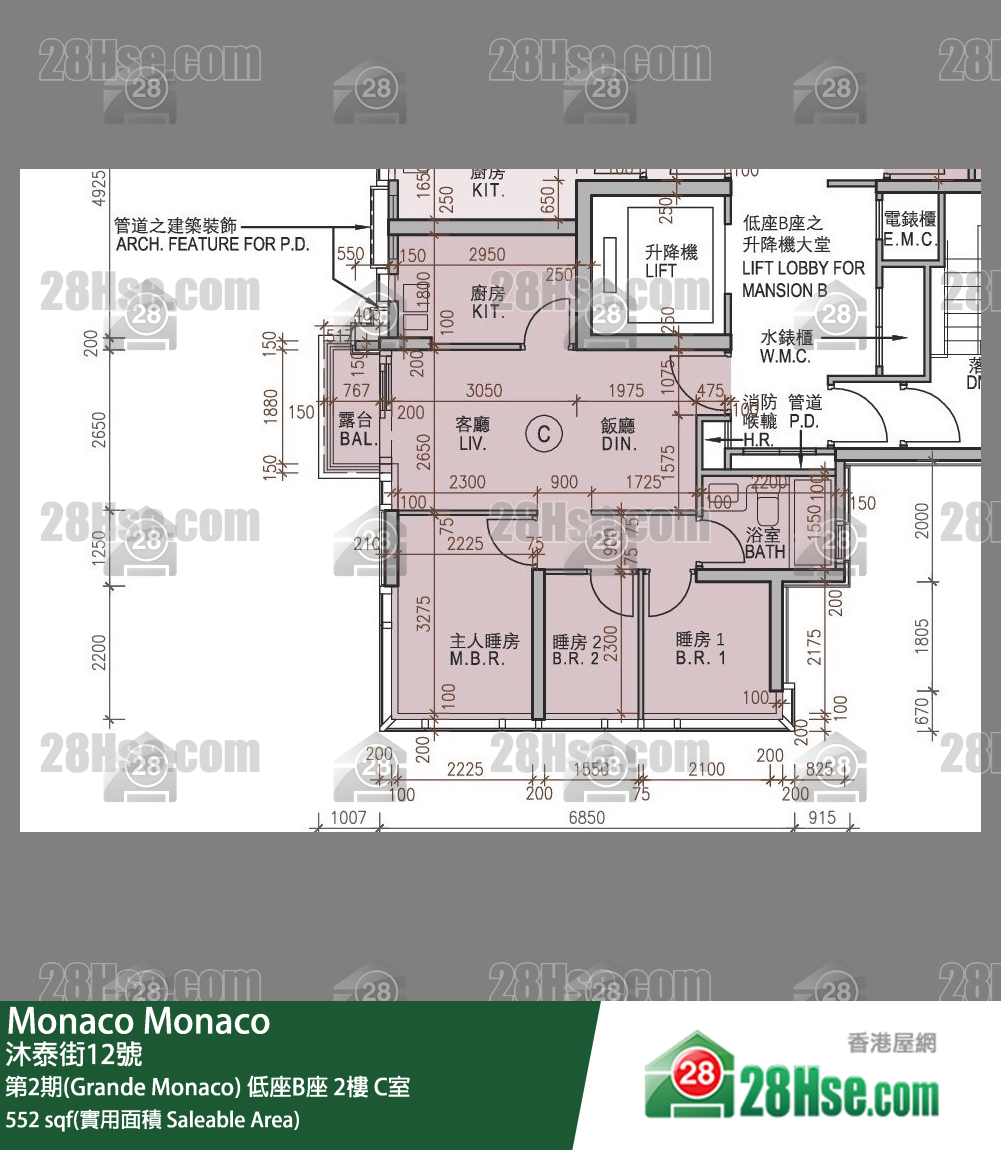 Monaco 第2期(Grande Monaco) 低座B座 2楼 C室 平面图