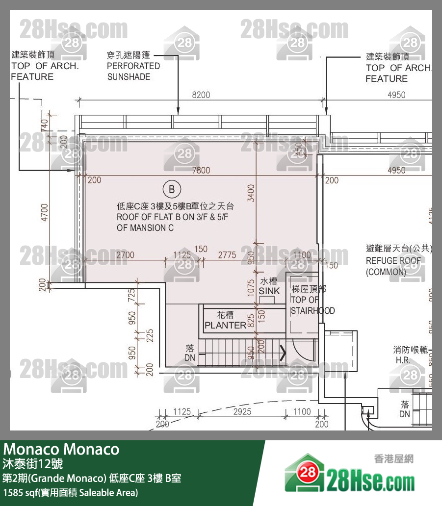 Monaco 第2期(Grande Monaco) 低座C座 3楼 B室 平面图