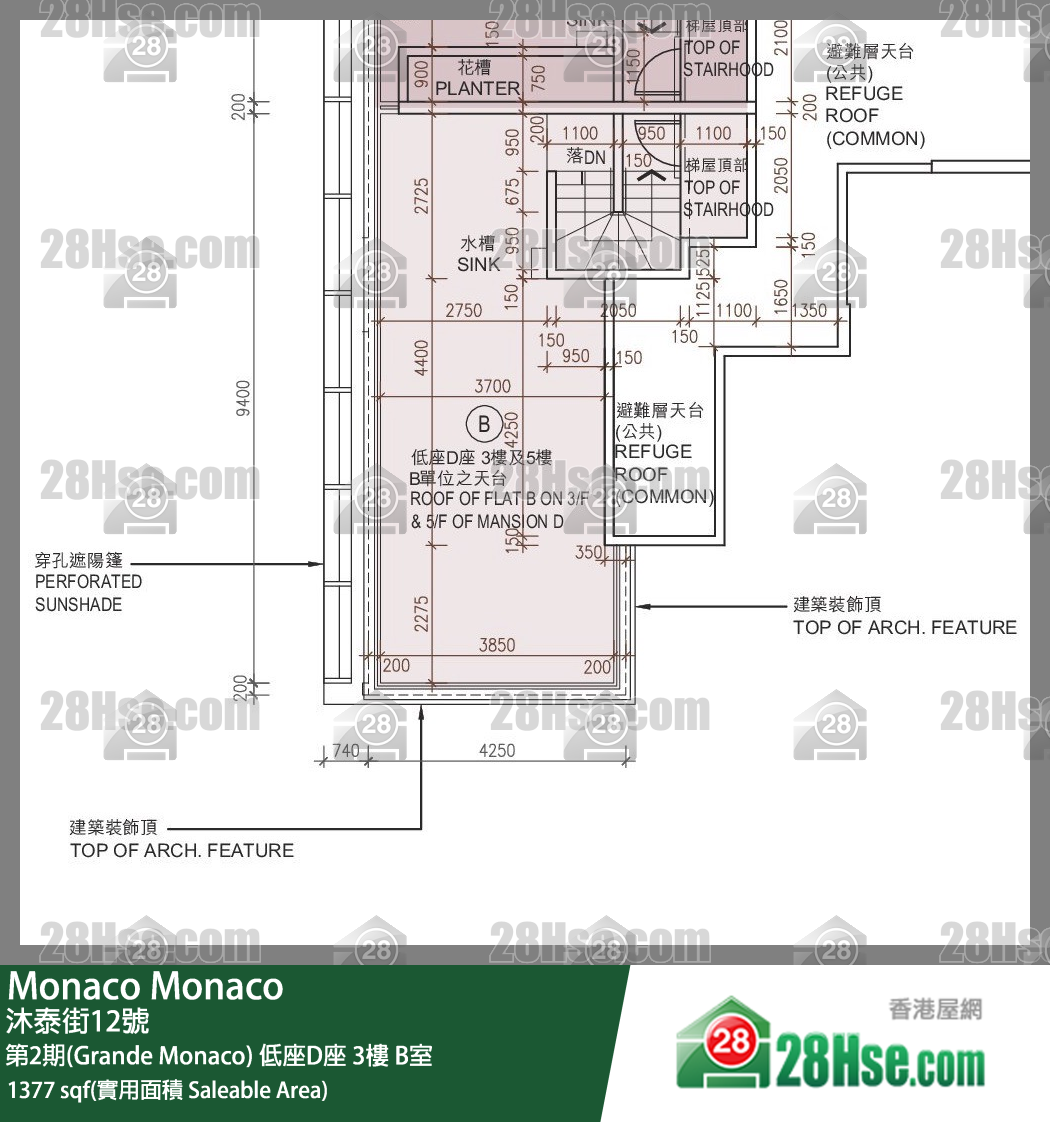 Monaco 第2期(Grande Monaco) 低座D座 3楼 B室 平面图