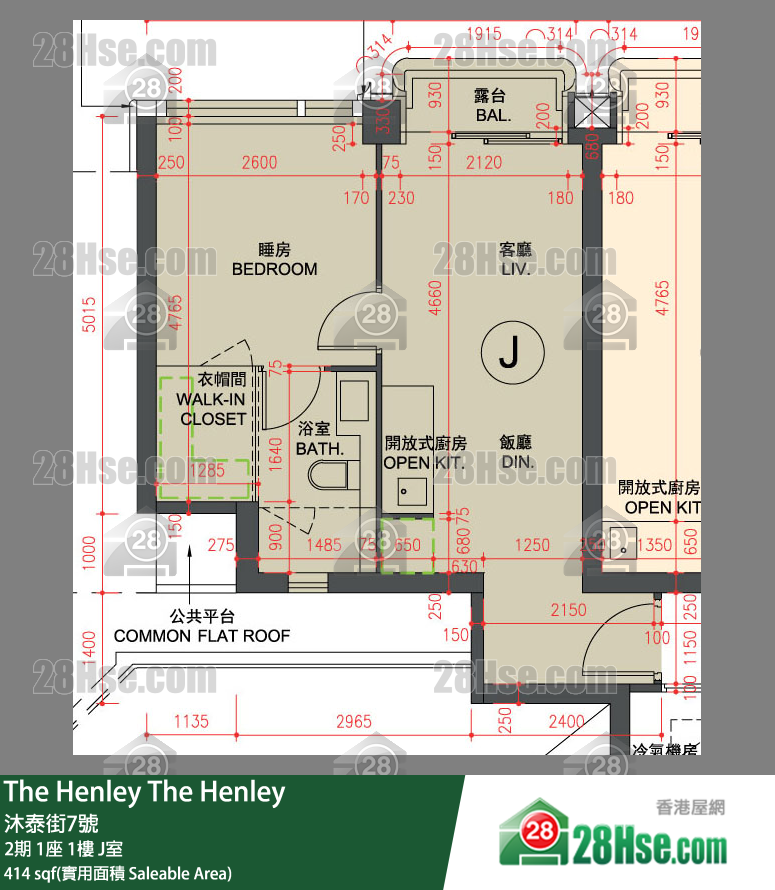 The Henley 2期 1座 1楼 J室 平面图