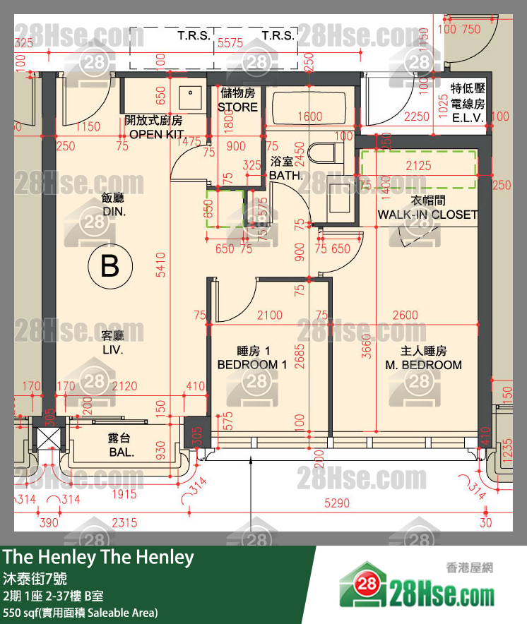 The Henley 2期 1座 9楼 B室 平面图