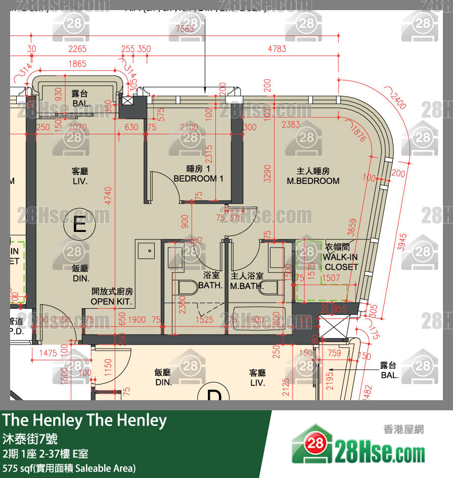 The Henley 单位平面图(由 28Hse 提供)