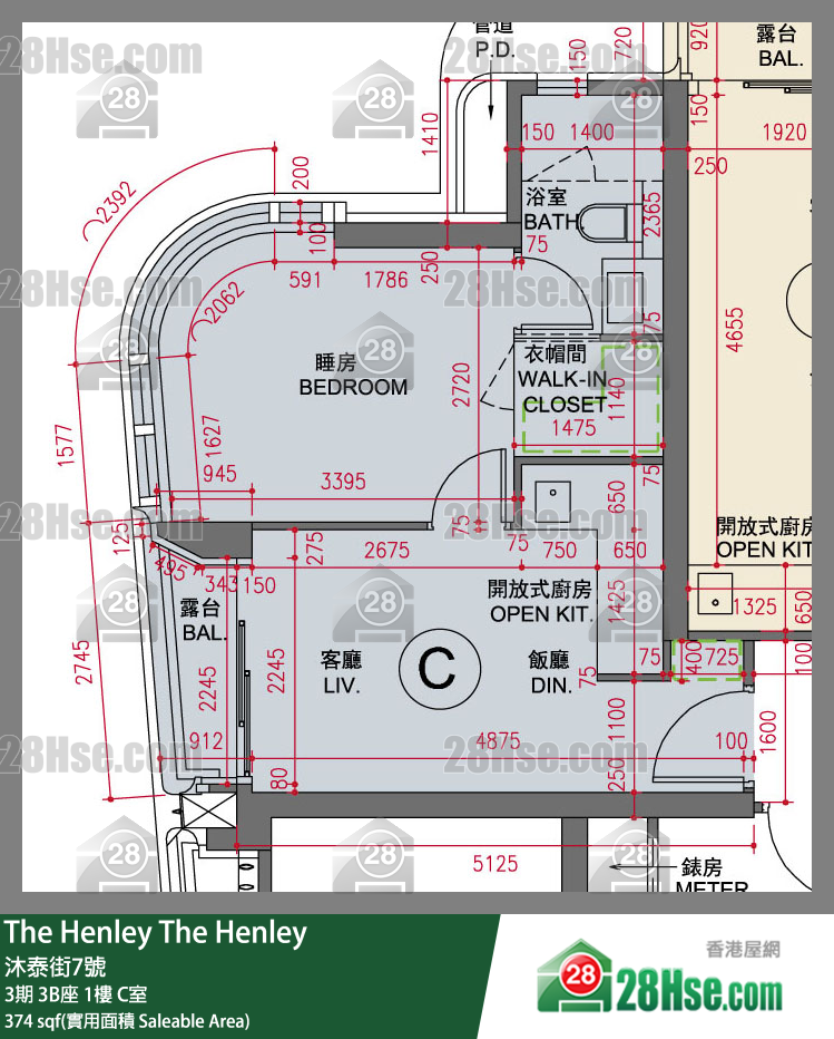 The Henley 3期 3B座 1楼 C室 平面图