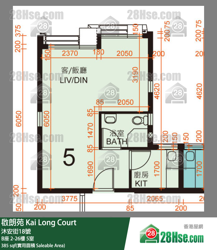 啟朗苑 B座 4樓 5室 平面圖