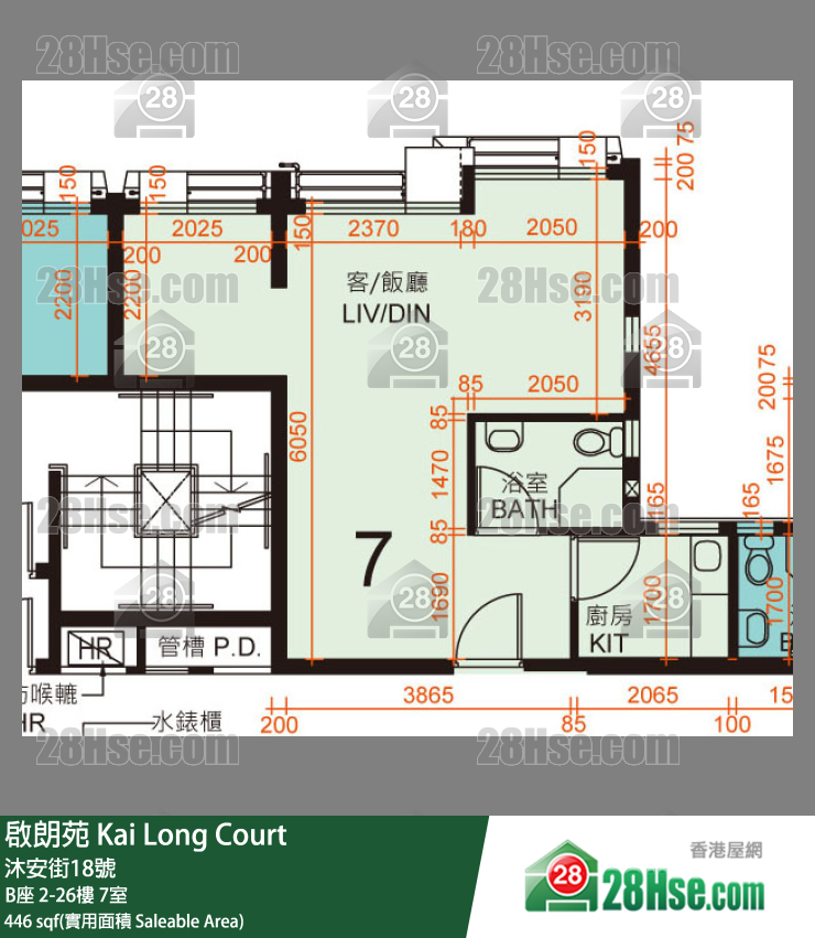 啟朗苑 B座 12樓 7室 平面圖