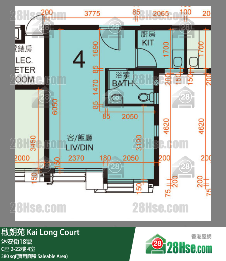 啟朗苑 C座 3樓 4室 平面圖