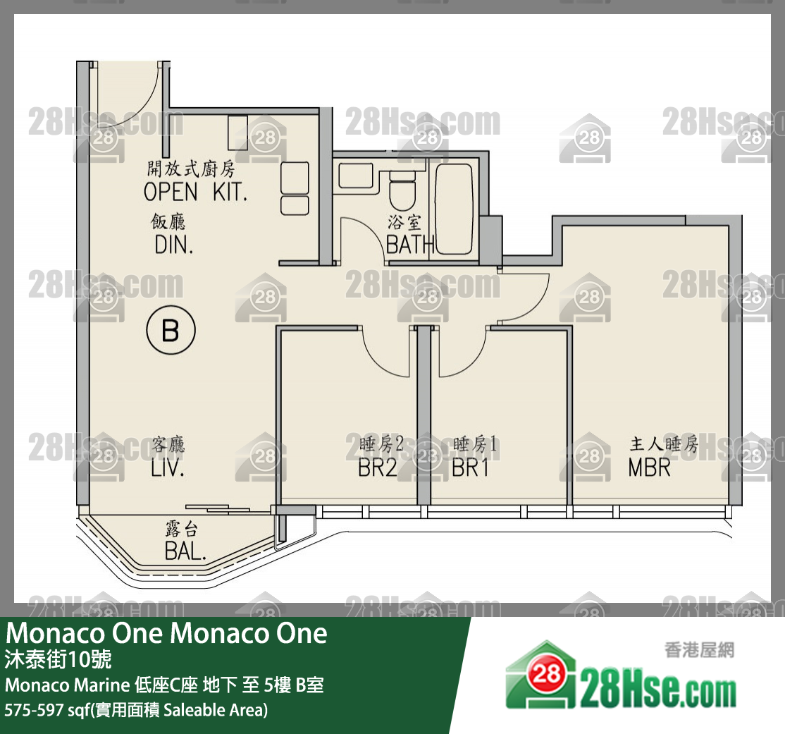 Monaco One Monaco Marine 低座C座 3樓 B室 平面圖
