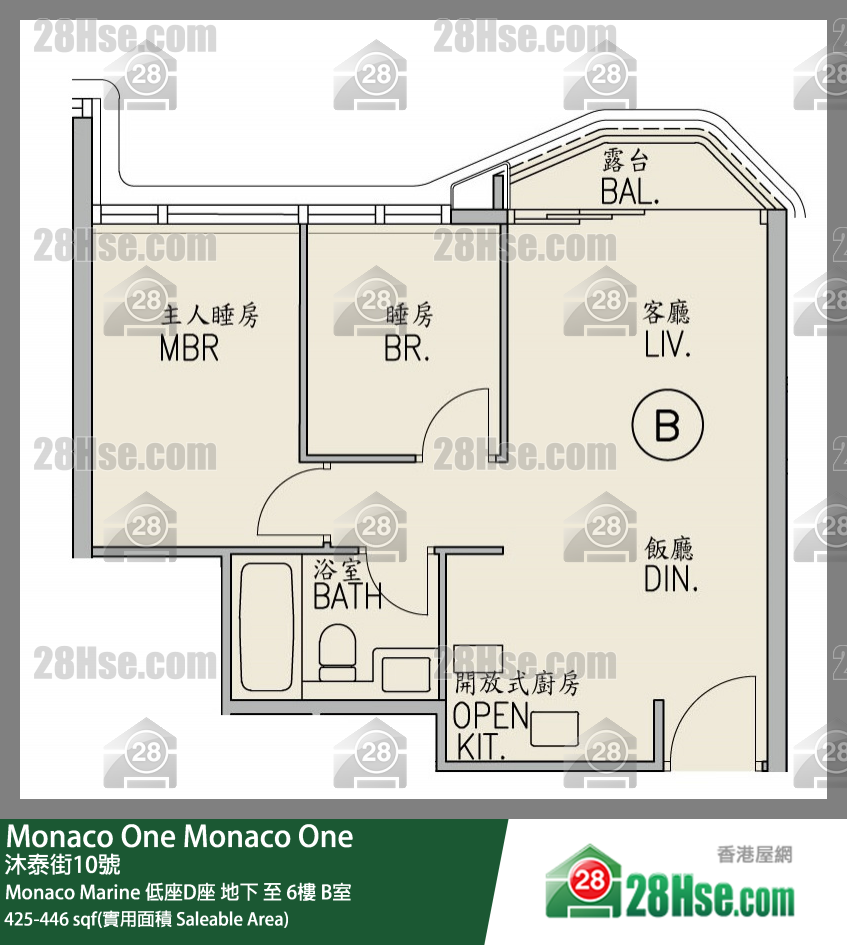 Monaco One Monaco Marine 低座D座 6樓 B室 平面圖