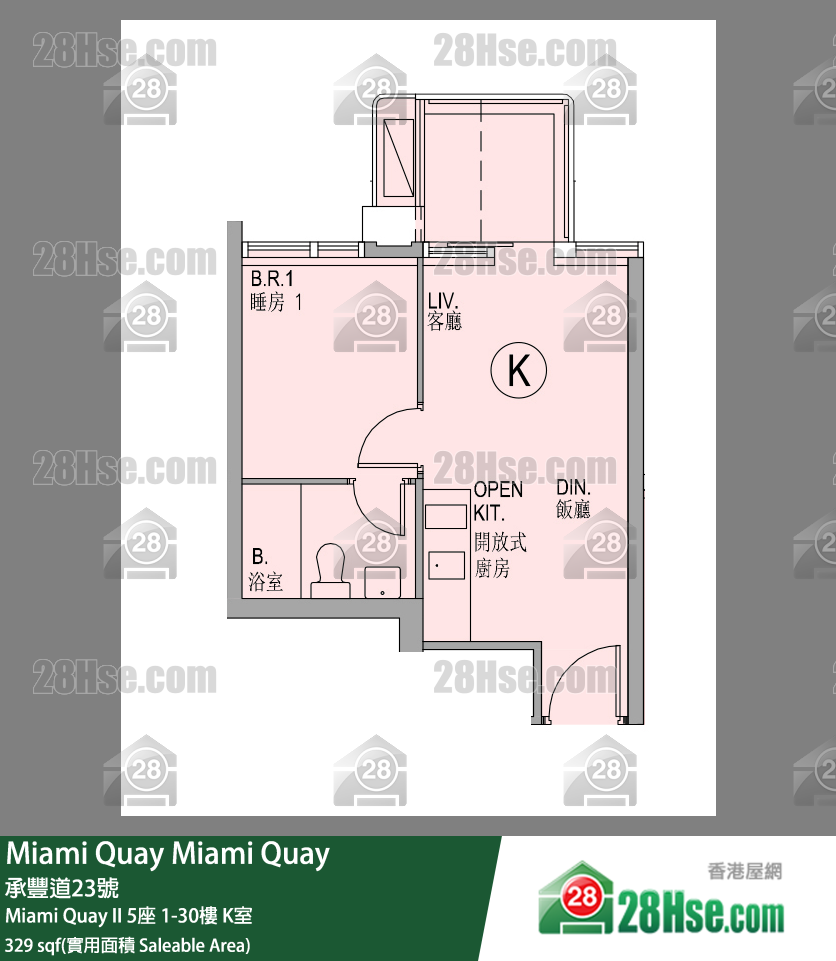 Miami Quay Miami Quay II5座28楼 K室 平面图