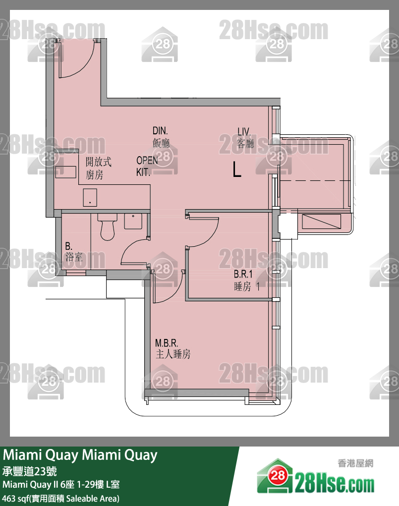 Miami Quay Miami Quay II6座21楼 L室 平面图