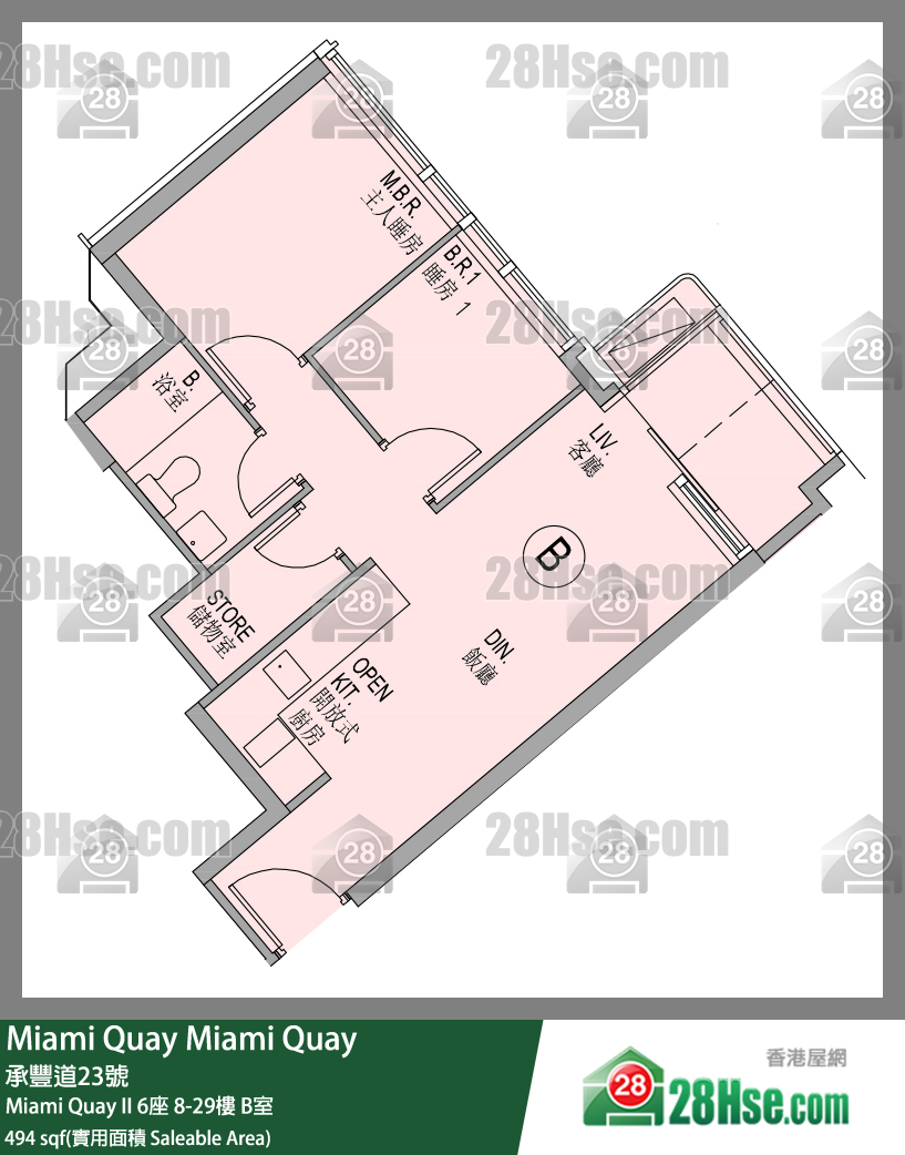 Miami Quay Miami Quay II6座15楼 B室 平面图