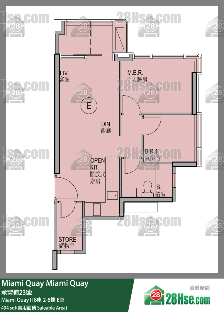 Miami Quay Miami Quay II 8座 3楼 E室 平面图