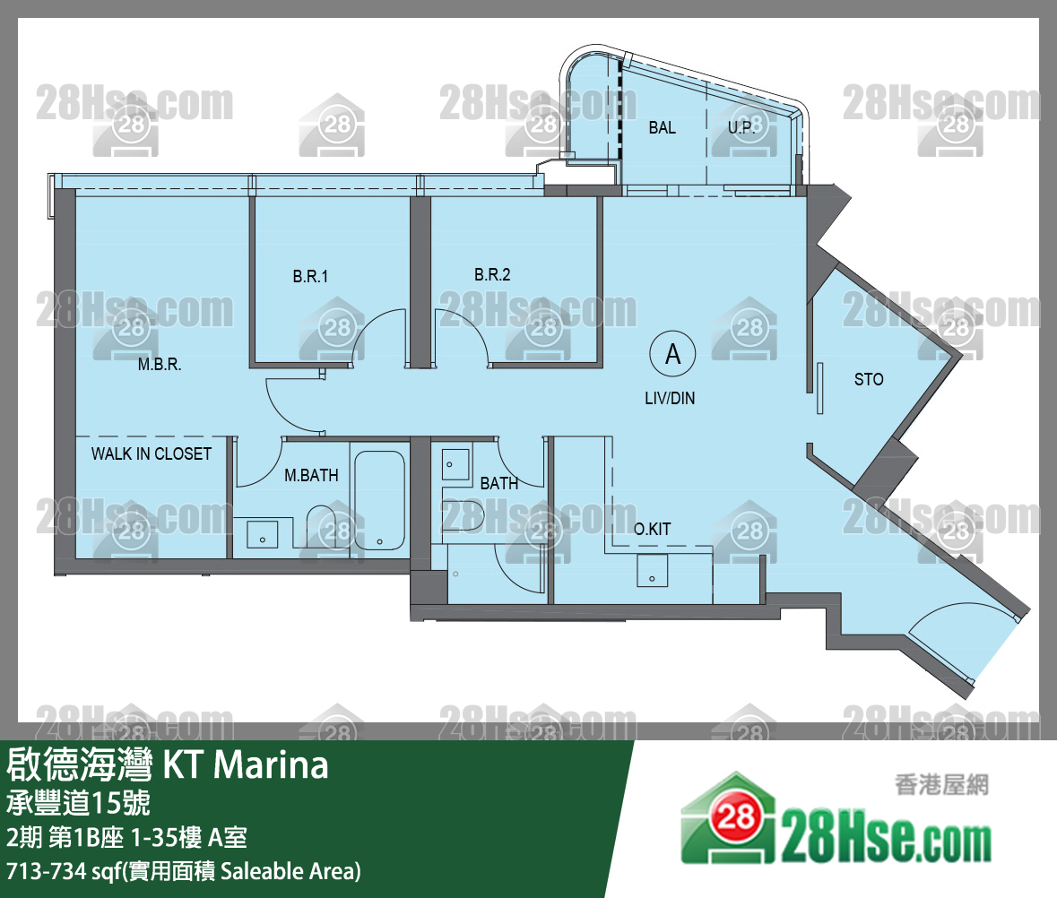 启德海湾 2期第1B座32楼 A室 平面图