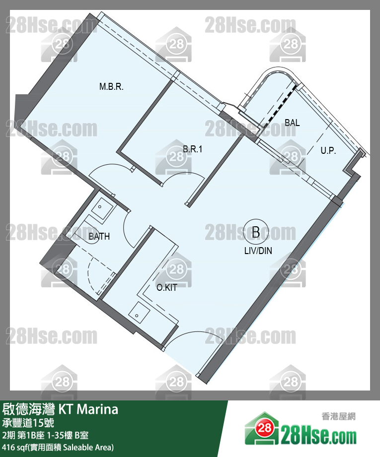 启德海湾 2期第1B座6楼 B室 平面图