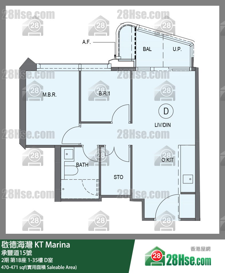 启德海湾 2期第1B座6楼 D室 平面图