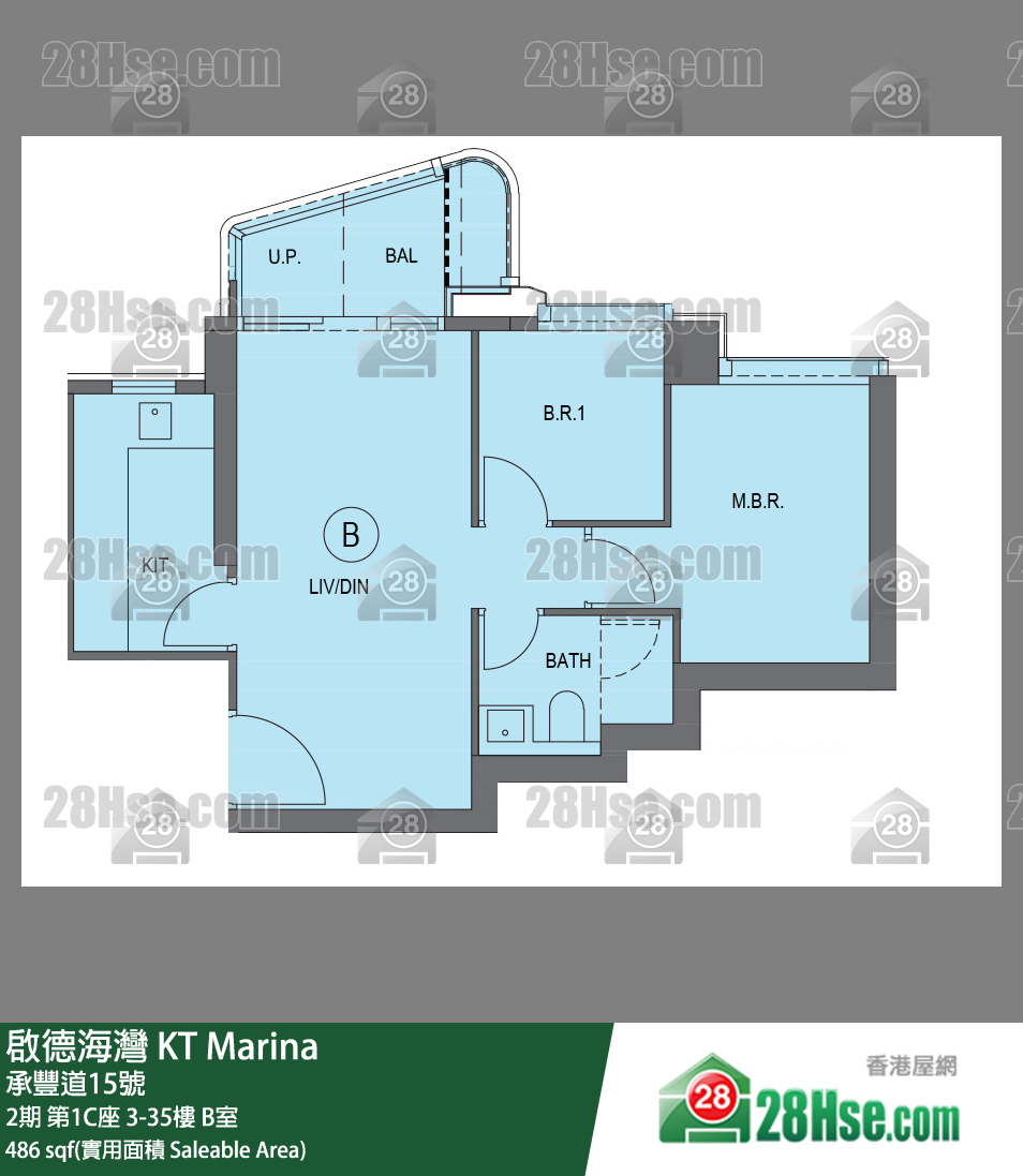 启德海湾 2期第1C座22楼 B室 平面图