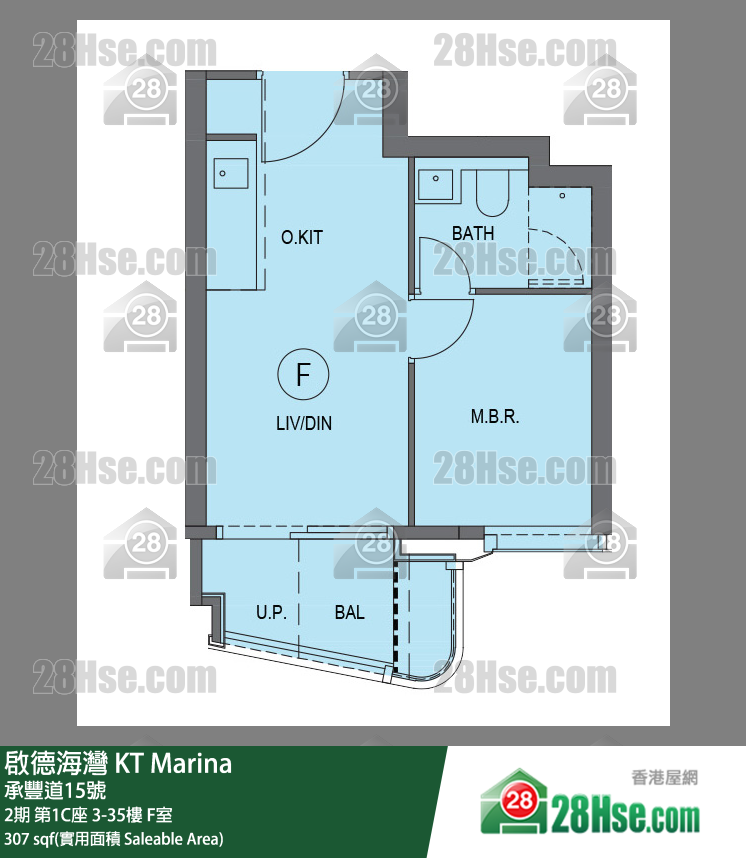 啟德海灣 2期第1C座18樓 F室 平面圖