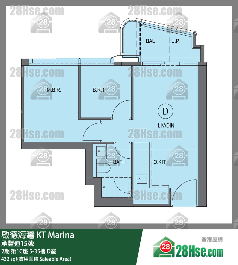 启德海湾 2期第1C座20楼 D室 平面图