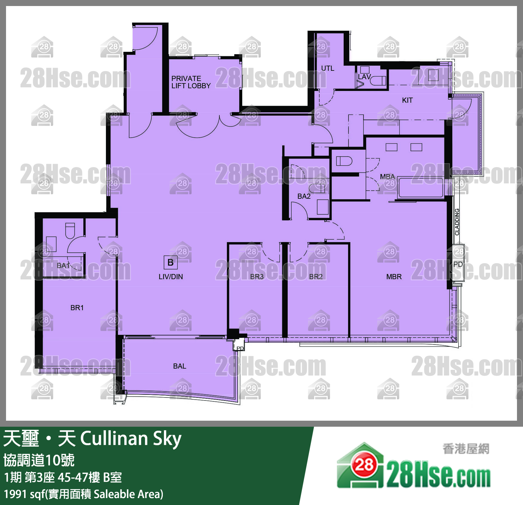 天璽天 1期 第3座 47樓 B室 平面圖