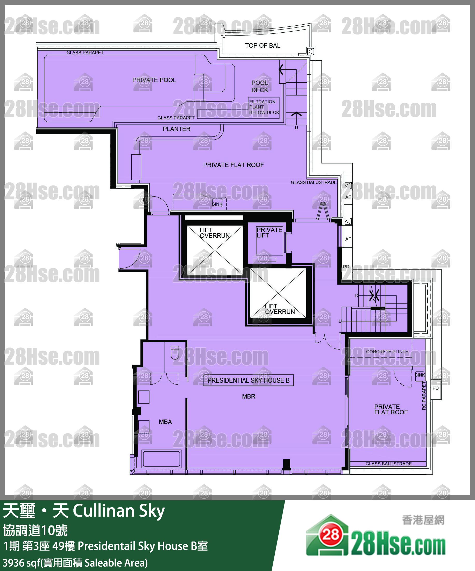 天玺天 1期第3座49楼 Presidentail Sky House B室 平面图