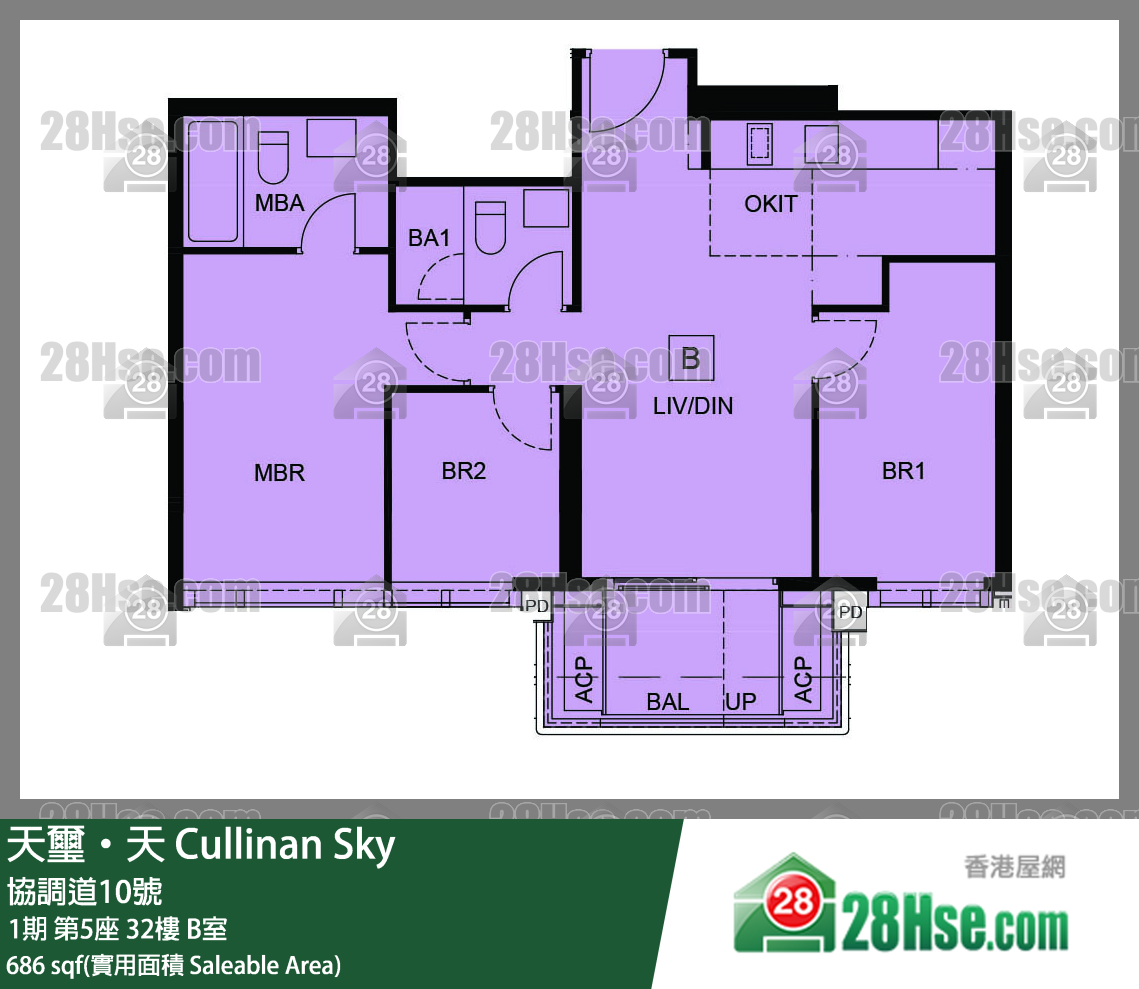 天璽天 1期 第5座 32樓 B室 平面圖