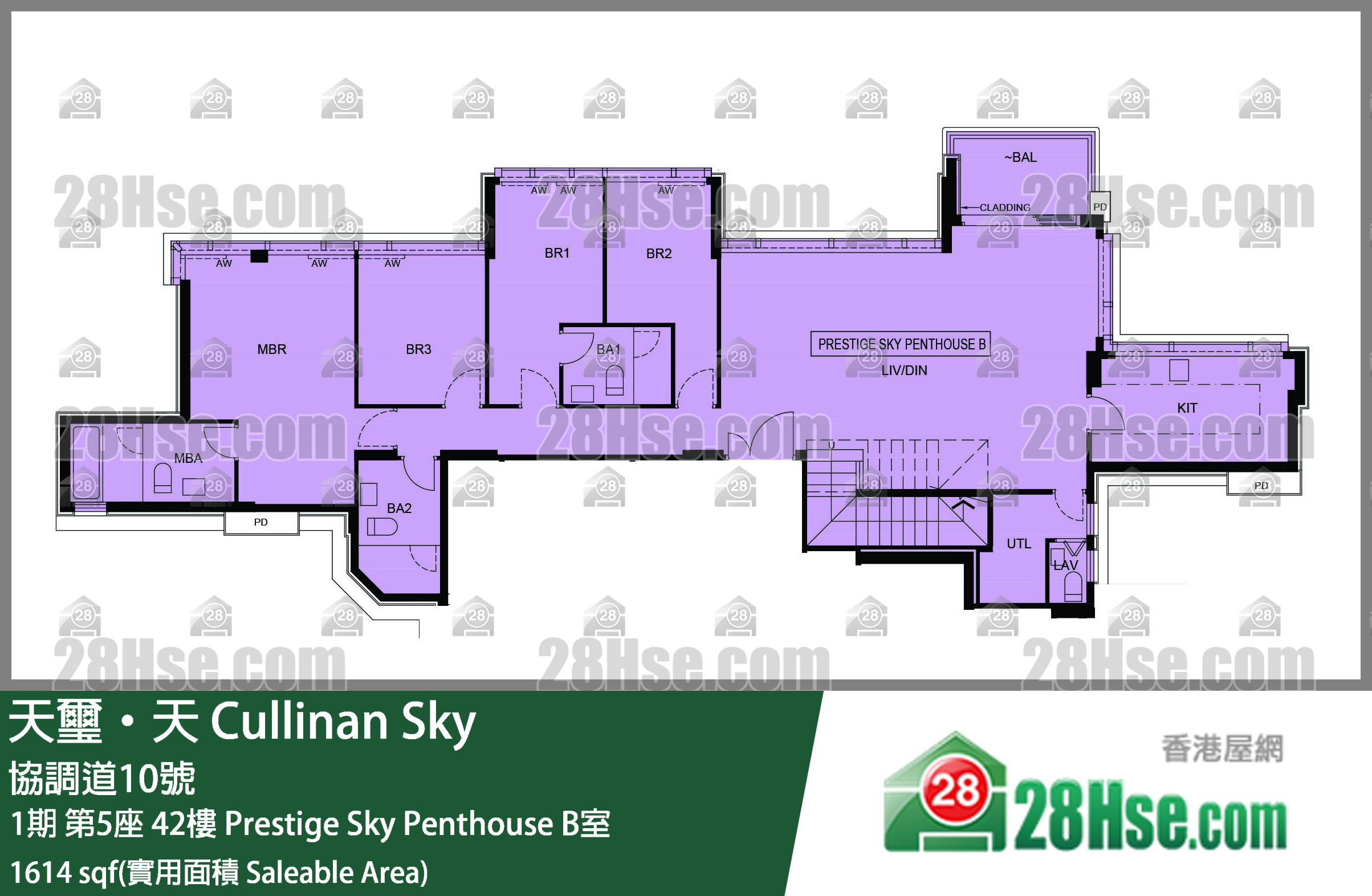 天璽天 1期第5座42樓 Prestige Sky Penthouse B室 平面圖